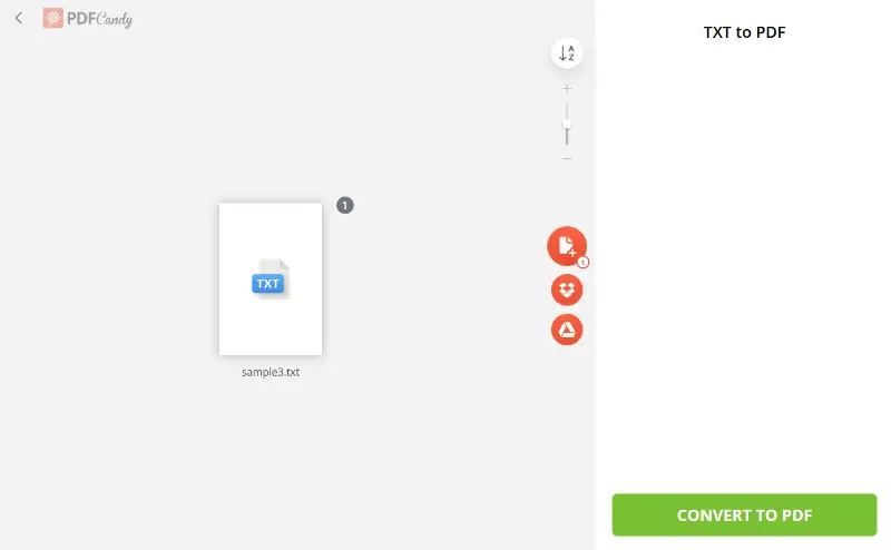 Convert TXT to PDF online with PDF Candy