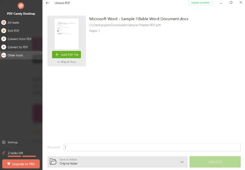 PDF conversion error due to password protection