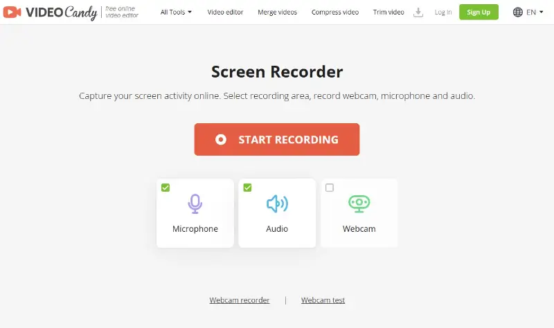 Video Candy screen recorder interface