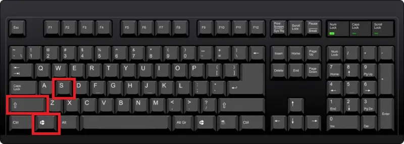 Комбинация клавиш для скриншота Windows + Shift + S