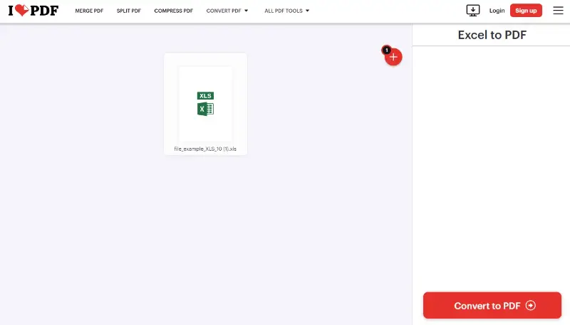 Convert Excel to PDF online using iLovePDF