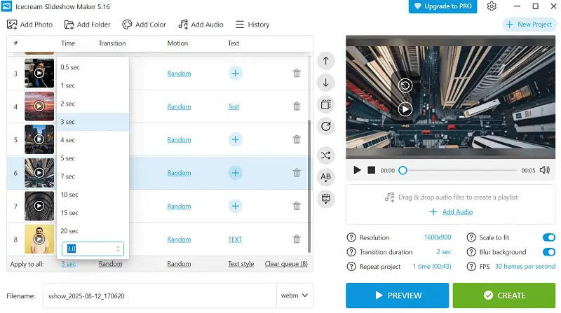Icecream Video Editor timing