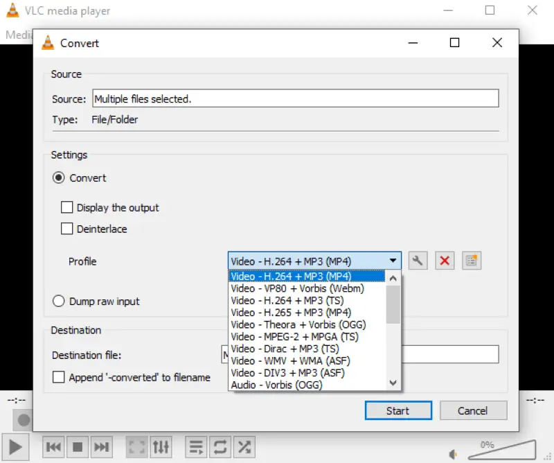 Converting MKV to MP4 in VLC Media Player