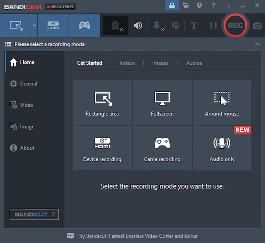 Bandicam screen recording software.