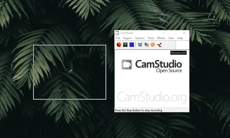 CamStudio video recording area selection