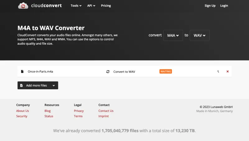 How to convert M4A to WAV with CloudConvert