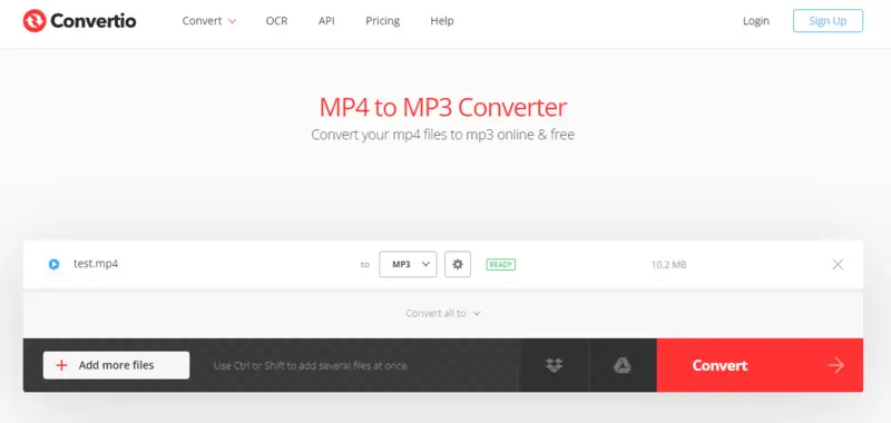 Convert video to audio online on Convertio website