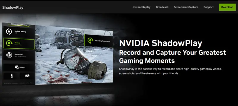 NVIDIA ShadowPlay website