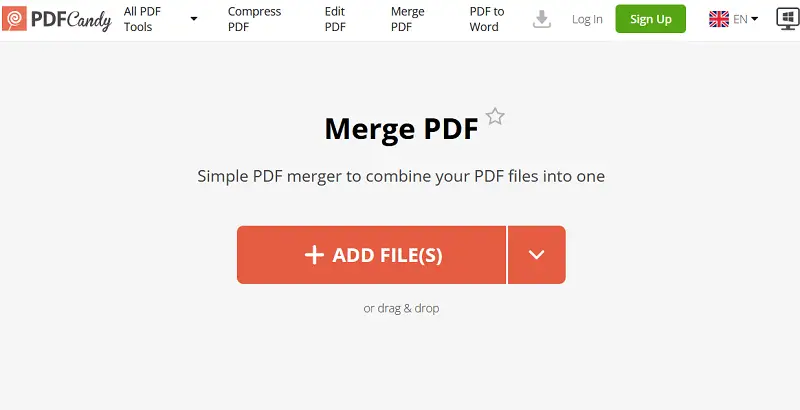 Merge PDFs in PDF Candy.