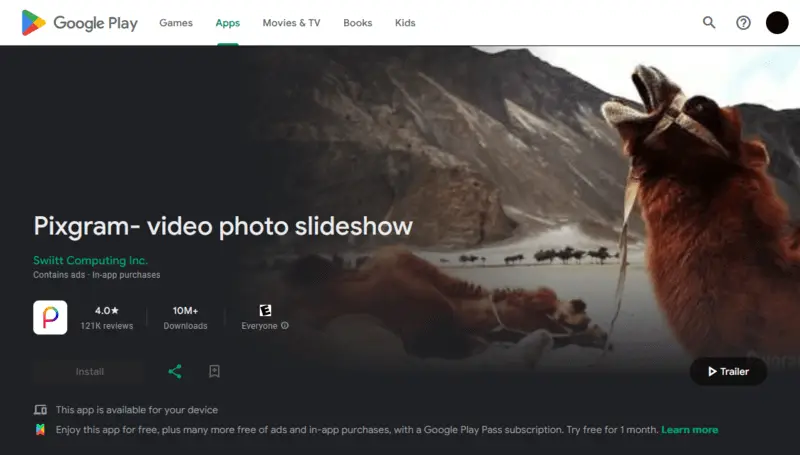 Create slideshows on Android using Pixgram