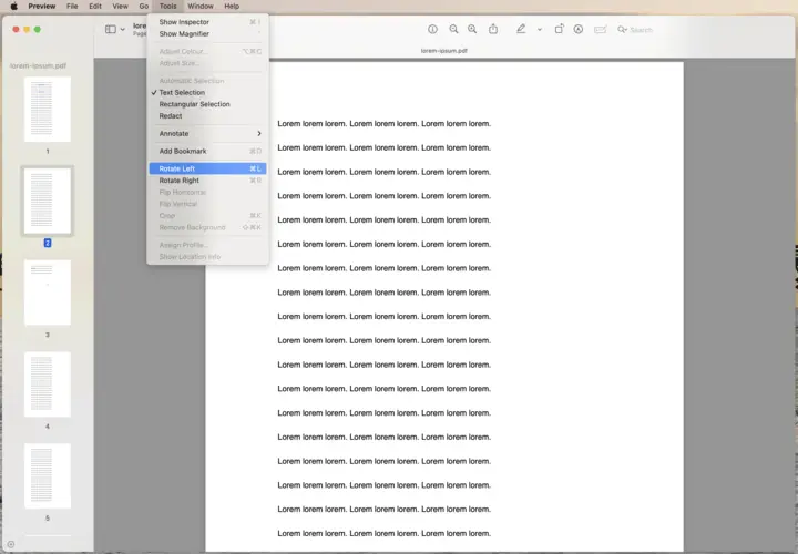 Use Preview for PDF rotation