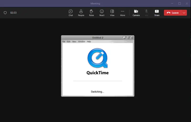 Recording Microsoft Teams meeting with QuickTime Player