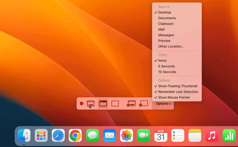 Screenshot Toolbar on Mac.