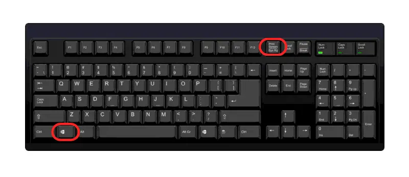 The Windows key + Print Screen.