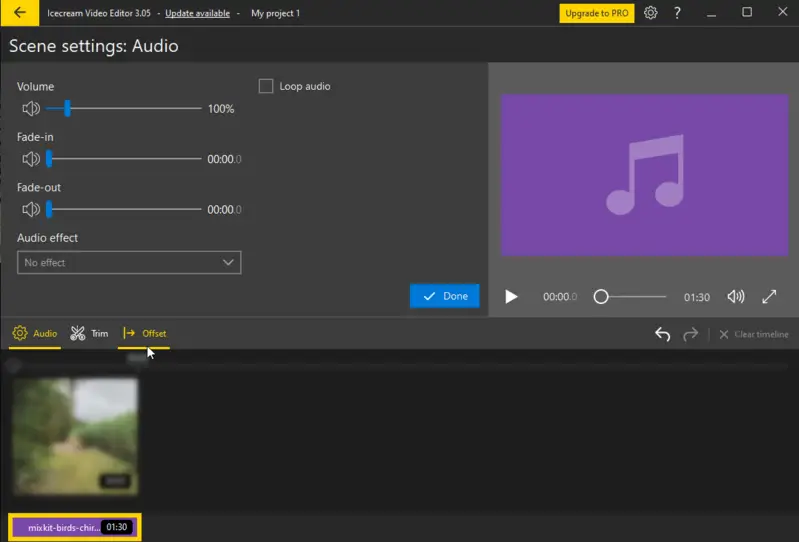 Add audio to video in video editing software