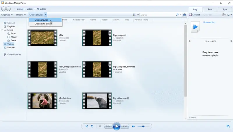 Change video file to MP3 in Windows Media Player.