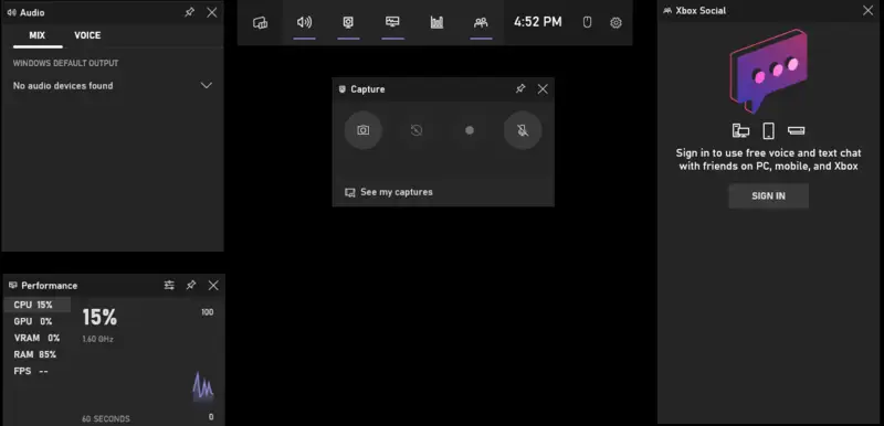 Xbox Game Bar - screen recorder for Windows
