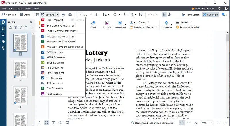 Take text from PDF with Abbyy FineReader