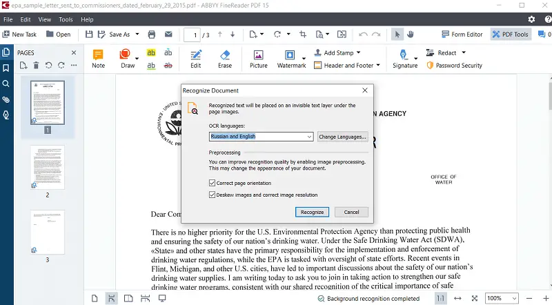 How to convert to searchable PDF in FineReader