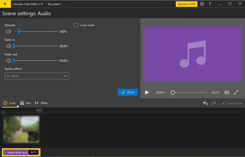 Add background music in Icecream Video Editor