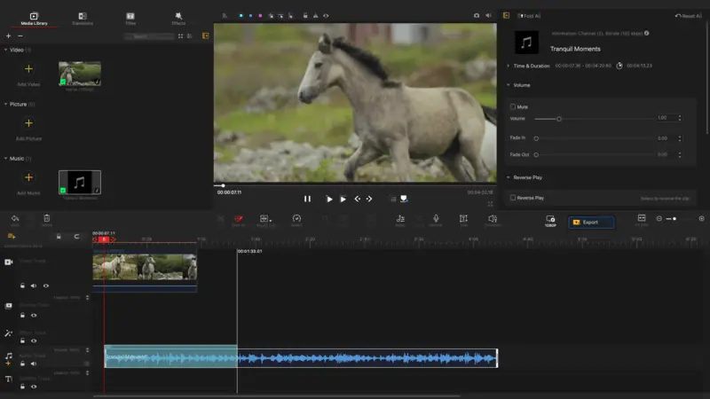 Add background sound to a video with VideoProc Vlogger