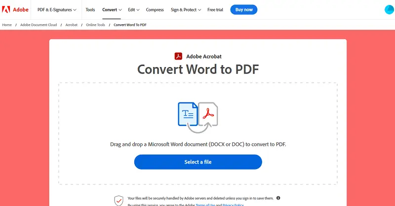 Adobe Acrobat を使用して PDF に DOCX を変更する