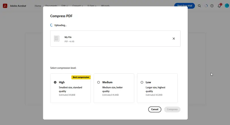 Shrinking PDF file size in Adobe Document Cloud