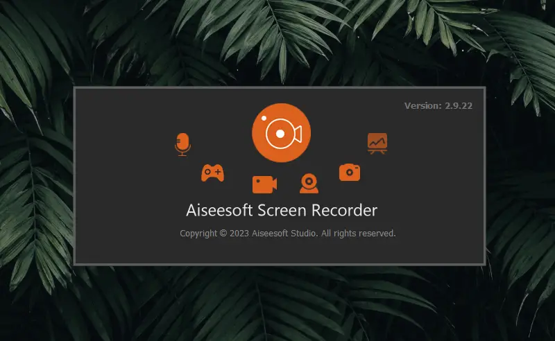 Aiseesoft screen recorder launch screen