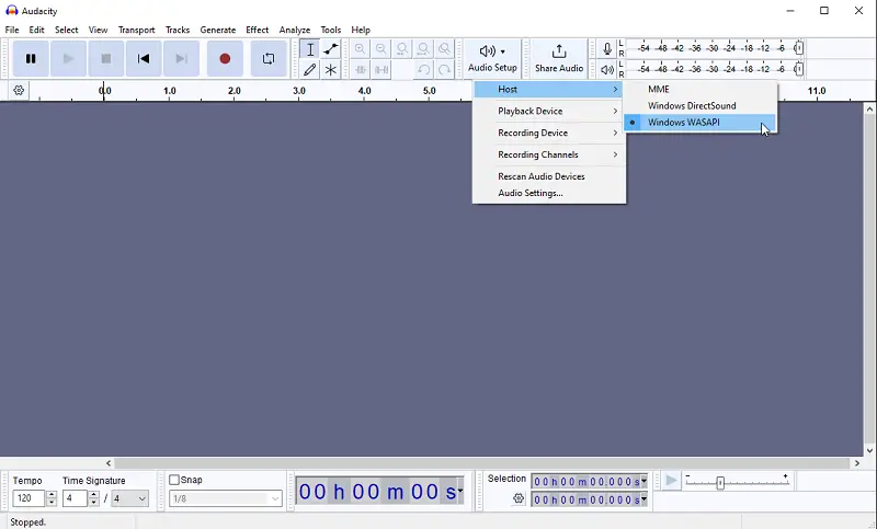 Record web audio using Audacity: step 2