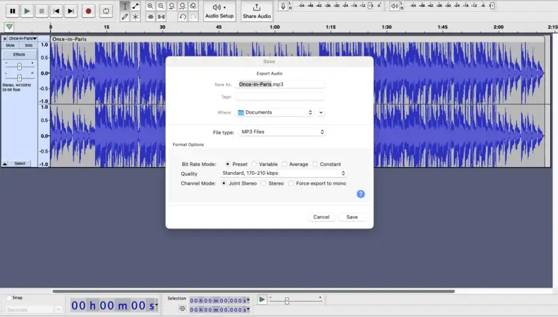 How to convert music to MP3 with Audacity