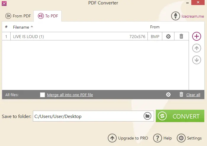 Add BMP files for conversion to PDF format in Iceream PDF Converter