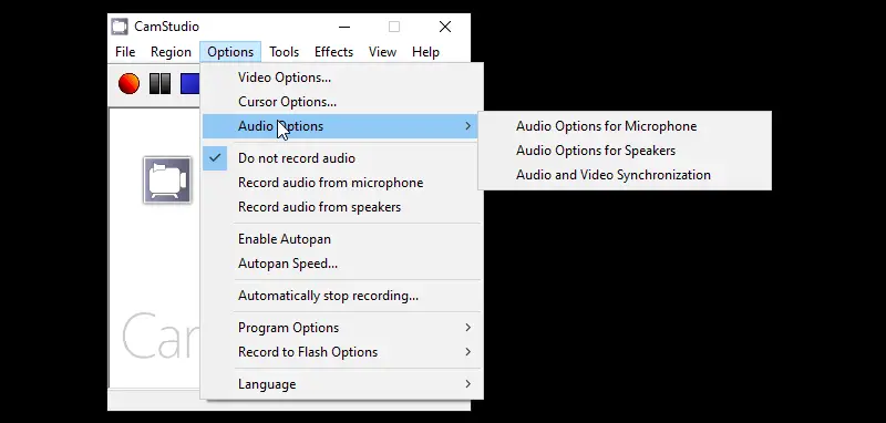Application options Application options