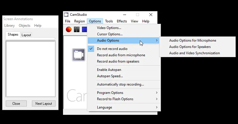 CamStudio video recording settings