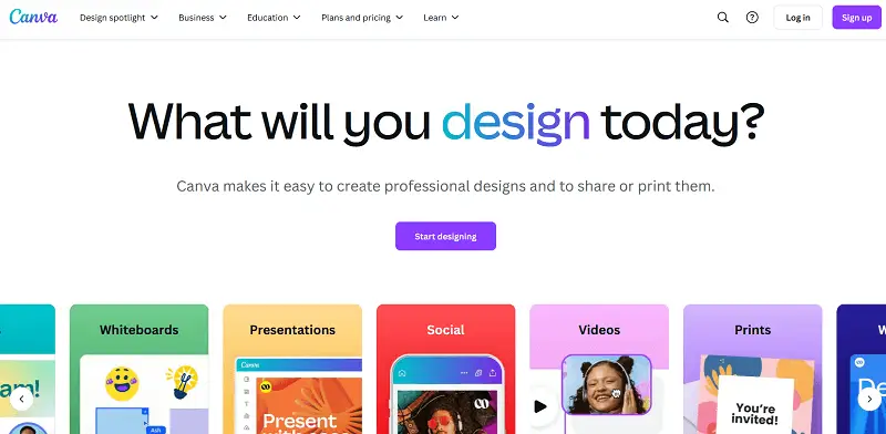 Canva website interface