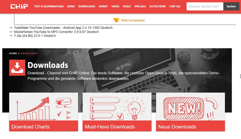 Chip.de software reviews and giveaways