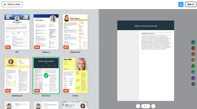 Choose AI resume template