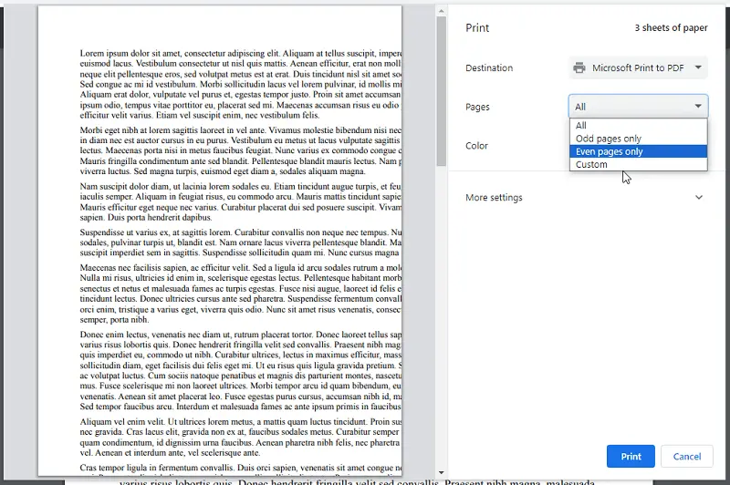 Split PDF pages in Google Chrome browser