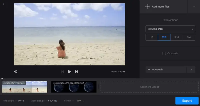Clideo merger user interface Clideo merger user interface