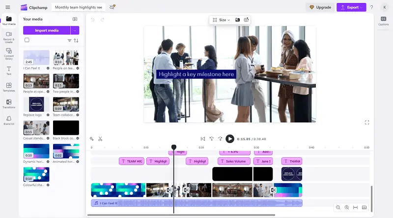Clipchamp presentation timeframe