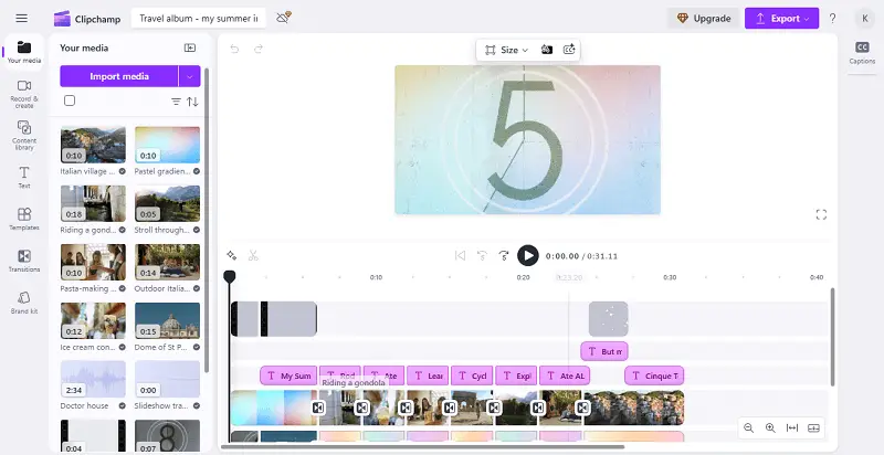 Creating a slideshow with photos online in Clipchamp