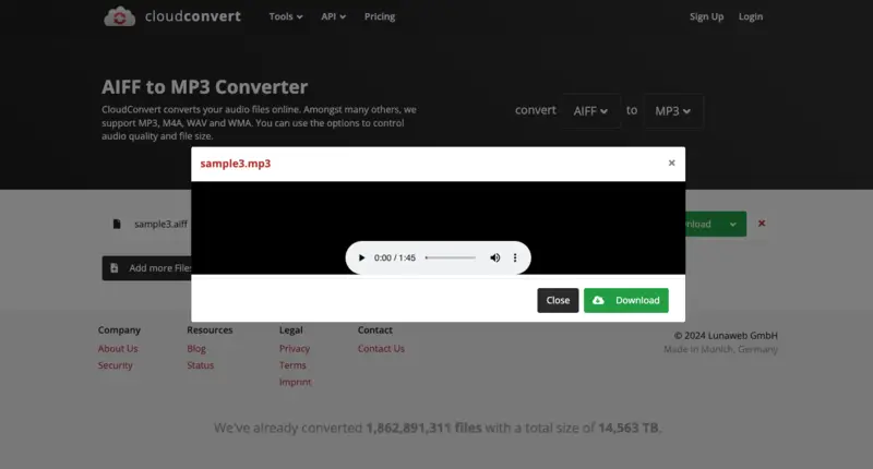 Convertidor de MP3 online CloudConvert: Paso 5