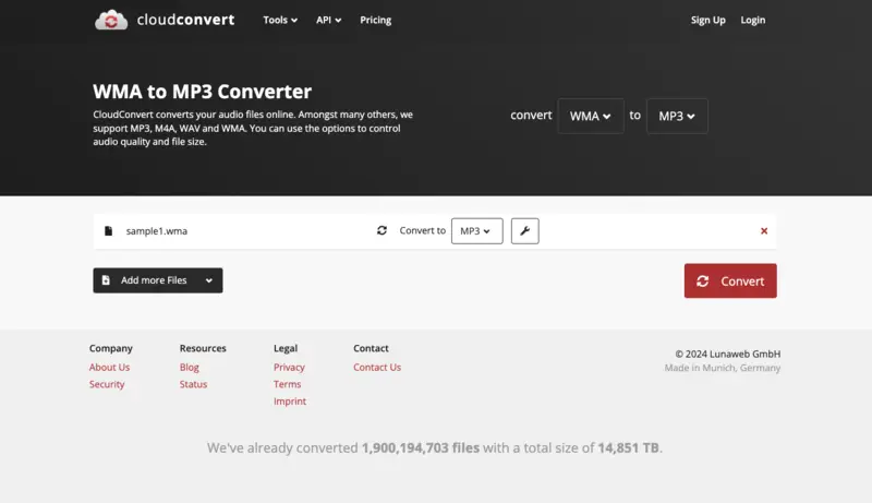 Online WMA to MP3 converter CloudConvert