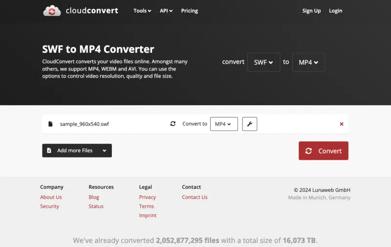 Convert SWF video online for free with CloudConvert