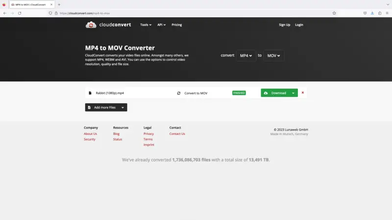Convert video online with CloudConvert Step 4