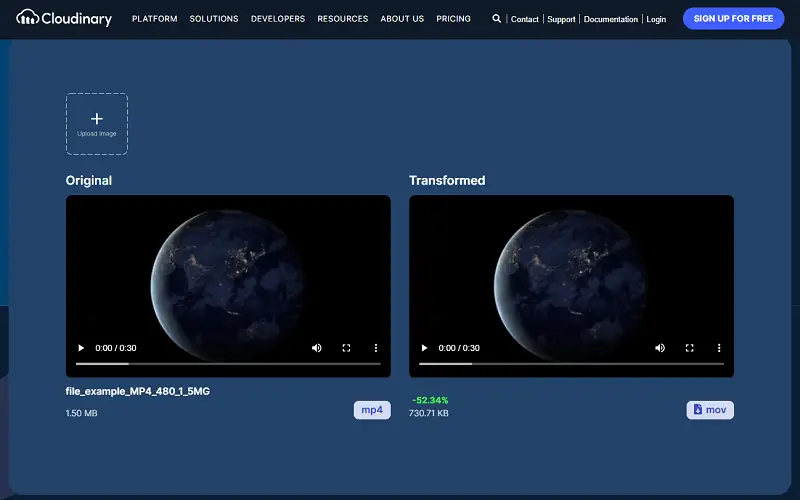Cloudinary user interface Cloudinary user interface