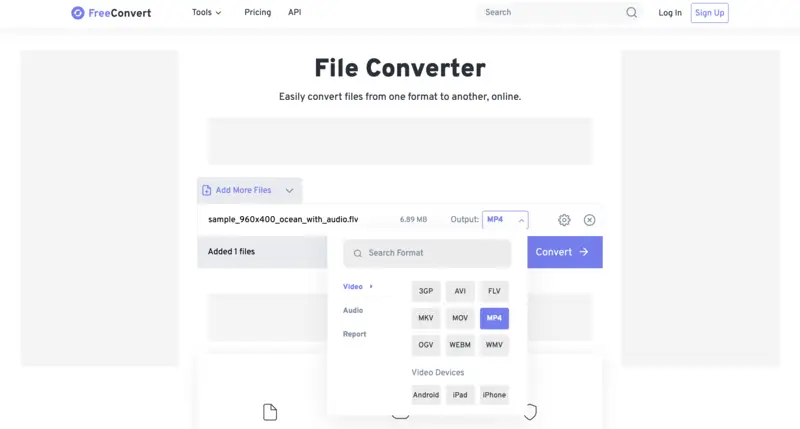 Comment convertir FLV en MP4 avec FreeConvert