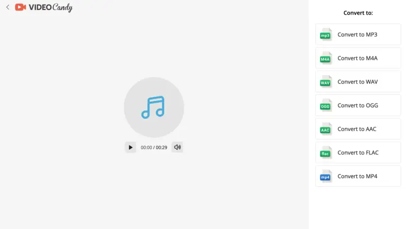 Онлайн конвертер WAV в MP3 сайта Video Candy