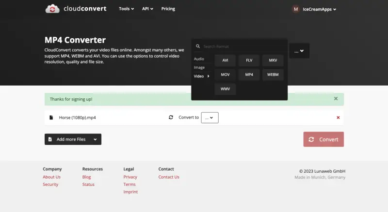 Pick the output format