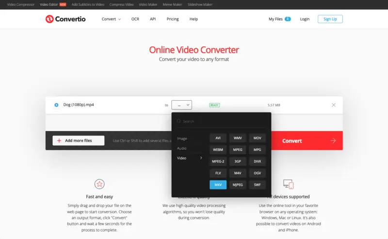 Convert video online for free