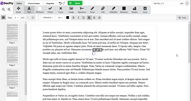 Adding text to a PDF with DocFly